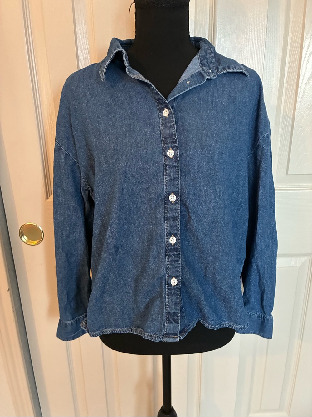 Cotton/Hemp Blend Levi's Women's Denim Button-Down Shirt - Blue